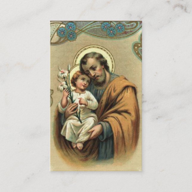 Memorare bön St Joseph & Jesus heligakort Visitkort (Framsida)