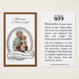 Memorare Prayer St. Joseph & Jesus Heliga Card Visitkort