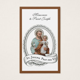 Memorare Prayer St. Joseph & Jesus Heliga Card Visitkort