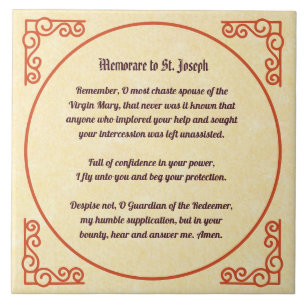 Memorare Prayer till St Joseph 1 Kakelplatta