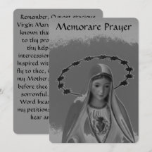 Memorare Prayer till Virgin Mary Flat Card