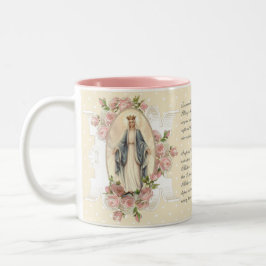 Memorare Prayer: Vintage Blsed Virgin Mary D Två-Tonad Mugg