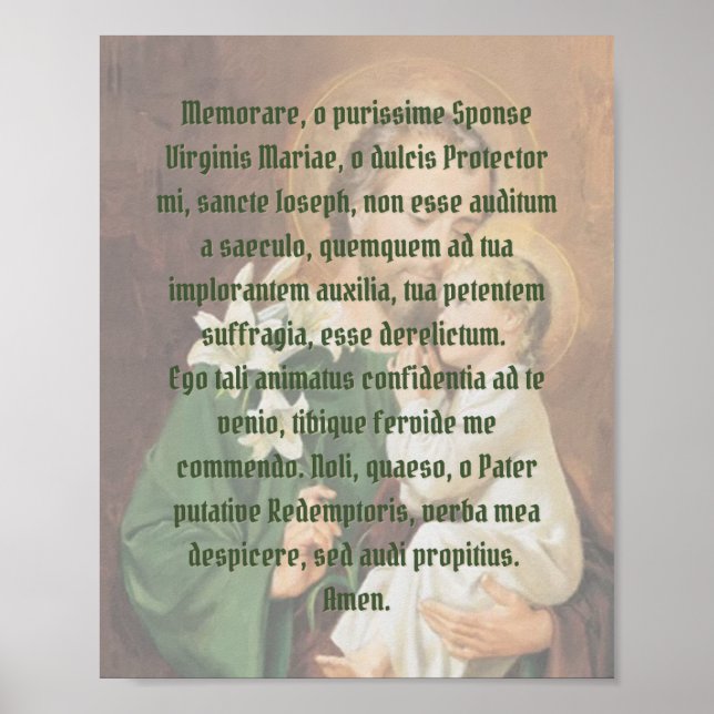 Memorare till St Joseph Poster (Framsidan)