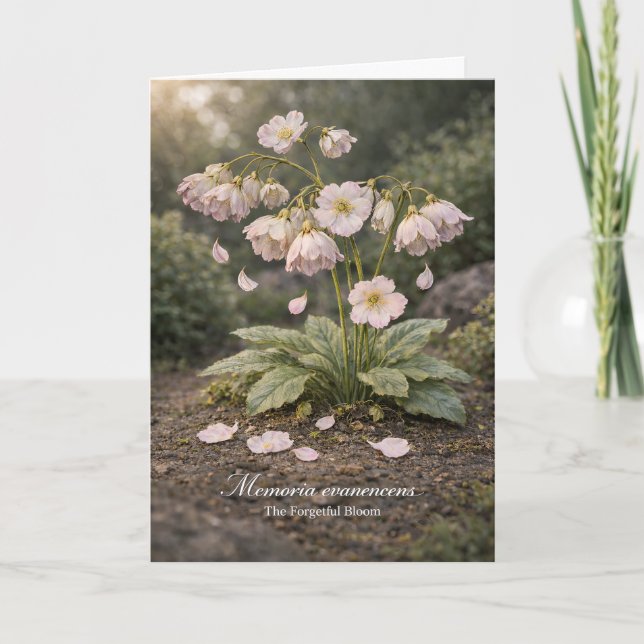 Memoria Evanescens – Den Glömska Blomman Botanisk Kort (Framsida)