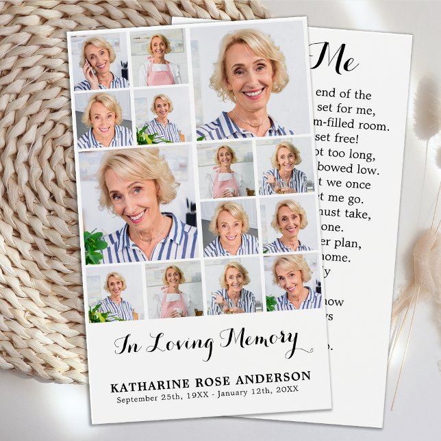 Memorial 14 Photo Collage Funeral Prayer Cards Visitkort (Skapare uppladdad)