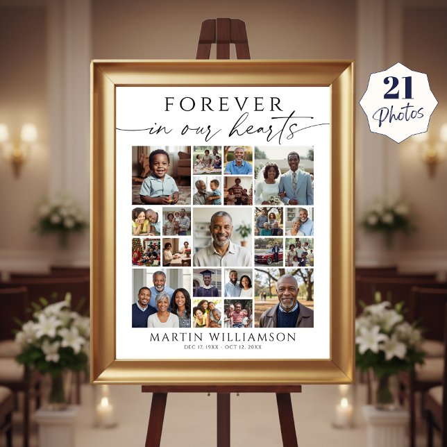 Memorial 21 Photo Collage Forever in our Hearts Poster (Skapare uppladdad)