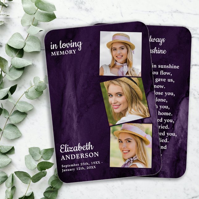 Memorial 3 Photo Memory Funeral Prayer Card Visitkort (Skapare uppladdad)