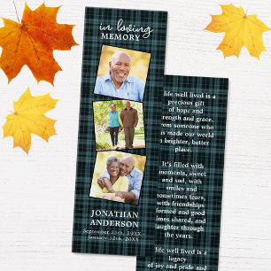 Memorial 3 Photo Play Funeral Prayer Bookmark Litet Visitkort