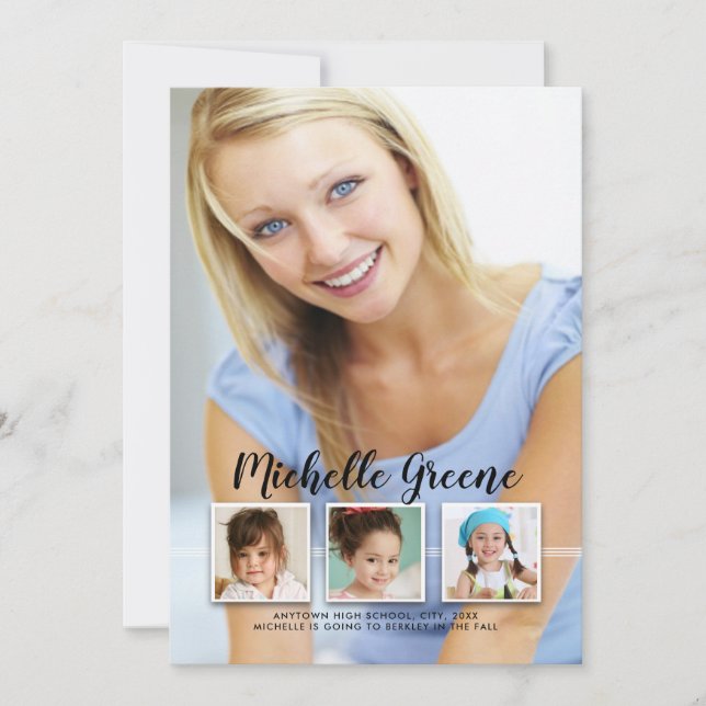 Memorial 4 Foto Studenten-meddelande Inbjudningar (Framsida)