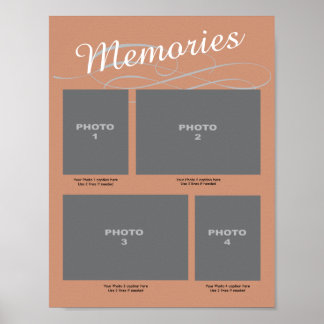 Memorial 4 Photo Page with Captions Memories Poster