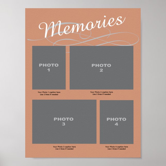 Memorial 4 Photo Page with Captions Memories Poster (Framsidan)