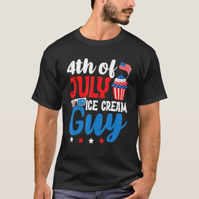 Memorial 4th Day of July Holiday Patriotic Ice Cre T Shirt (Framsida)