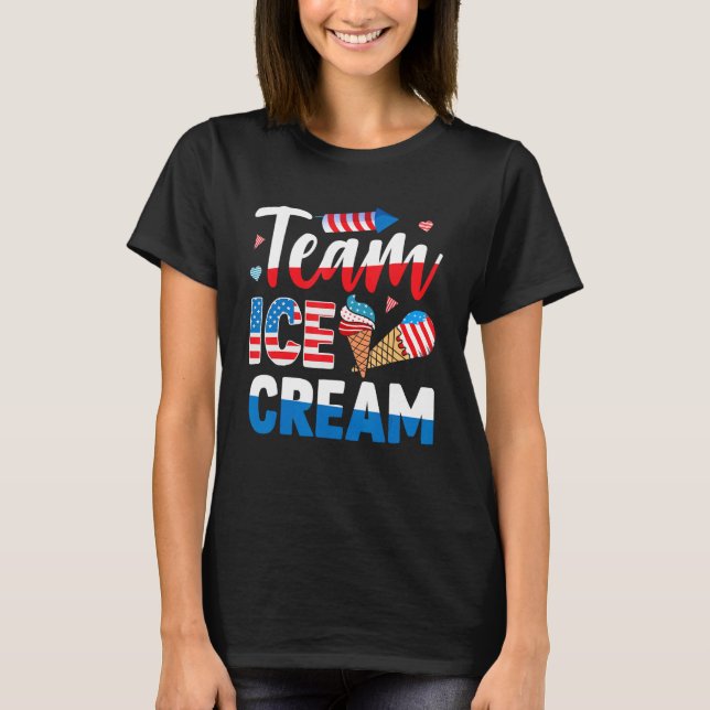 Memorial 4th Day of July Holiday Patriotic Ice Cre T Shirt (Framsida)