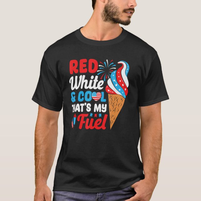 Memorial 4th Day of July Holiday Patriotic Ice Cre T Shirt (Framsida)