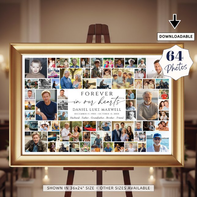 Memorial 64 Photo Collage Forever In Our Hearts Poster (Skapare uppladdad)