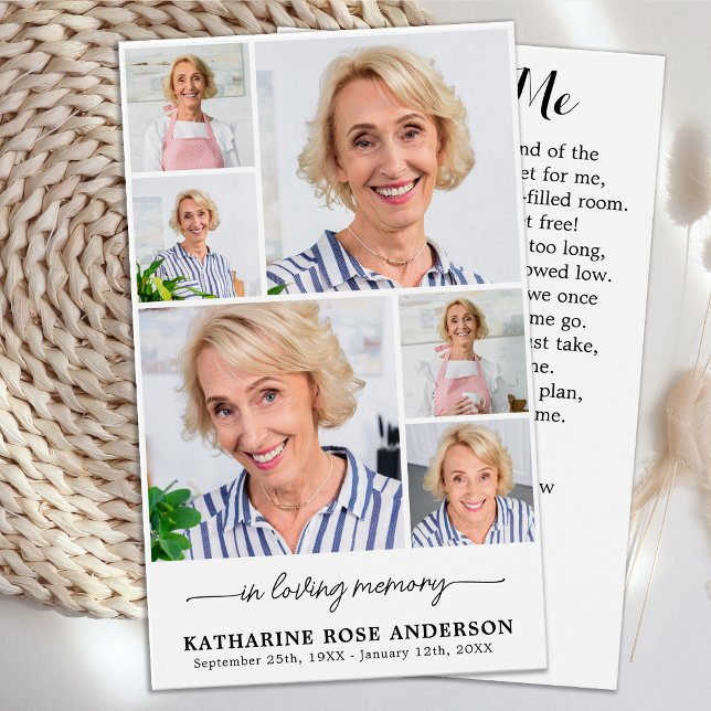 Memorial 6 Photo Collage Funeral Prayer Cards Visitkort (Skapare uppladdad)