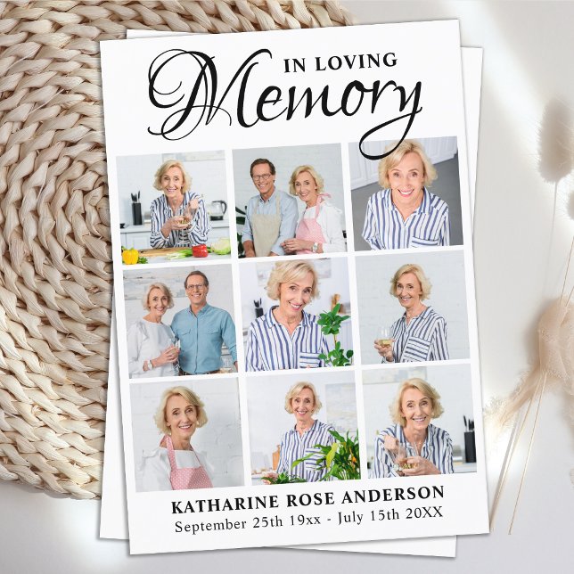 Memorial 9 Photo Collage Funeral Prayer Card (Skapare uppladdad)
