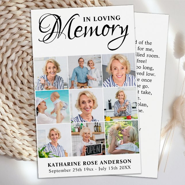 Memorial 9 Photo Collage Funeral Prayer Cards Visitkort (Skapare uppladdad)