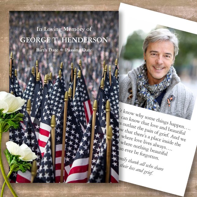 Memorial American Flaggor Prayer Sympathy Cards Visitkort (military sympathy card, military prayer cards, funeral prayer card, death, military funeral cards)