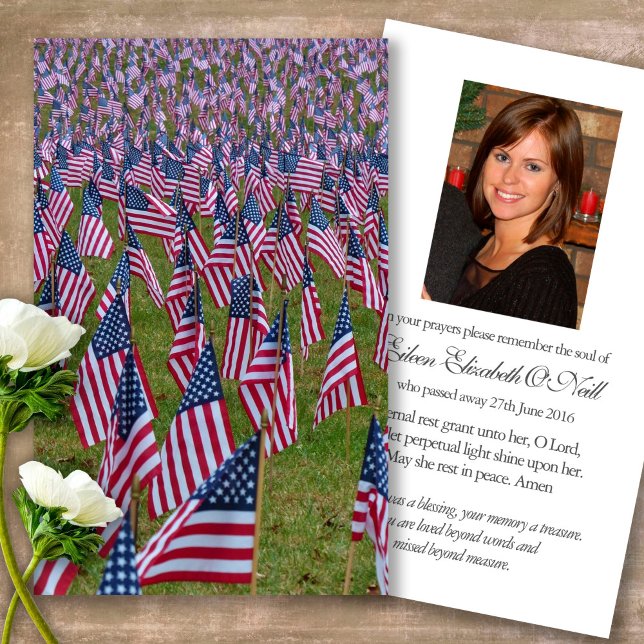 Memorial American Flaggor Prayer Sympathy Cards Visitkort (military sympathy card, military prayer cards, funeral prayer card, death, military funeral cards)