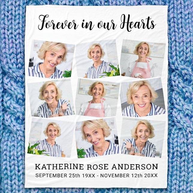 Memorial Anpassningsbar 9 Photo Forever i våra hjä Fleecefilt (Skapare uppladdad)