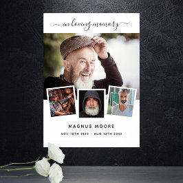 Memorial-begravningens fotokollage, vit namn poster