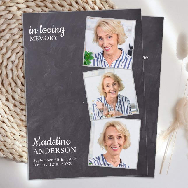 Memorial-begravningskort Rustic 3 fotoskiffer (Skapare uppladdad)