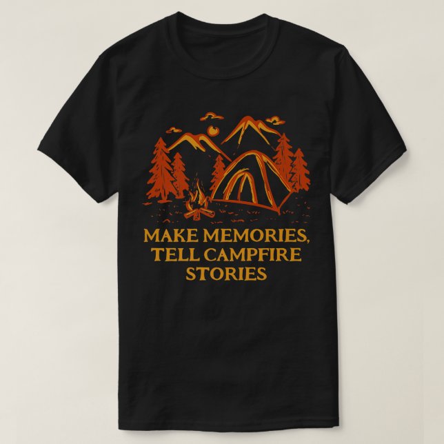 Memorial berättar för Campfire Stories Camping Fri T Shirt (Design framsida)
