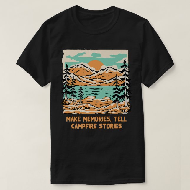 Memorial berättar för Campfire Stories Camping Fri T Shirt (Design framsida)