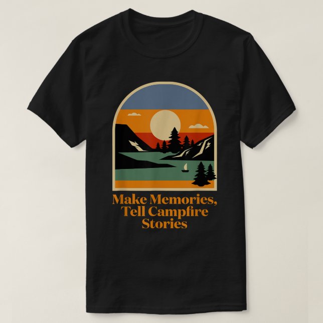 Memorial berättar för Campfire Stories Camping Fri T Shirt (Design framsida)
