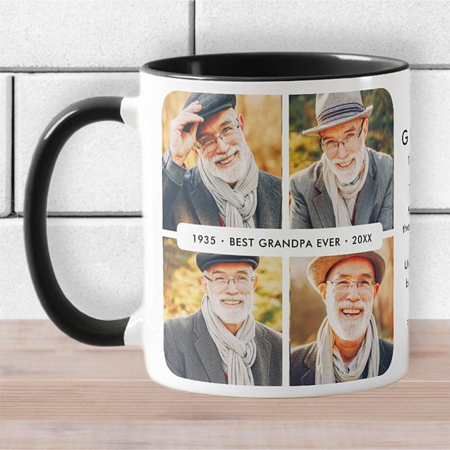 Memorial Best Grandpa Aldrig Modern Photo Collage Mugg (Skapare uppladdad)