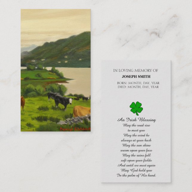 Memorial Bild Sympathy Prayer Card Visitkort (Fram/baksida)
