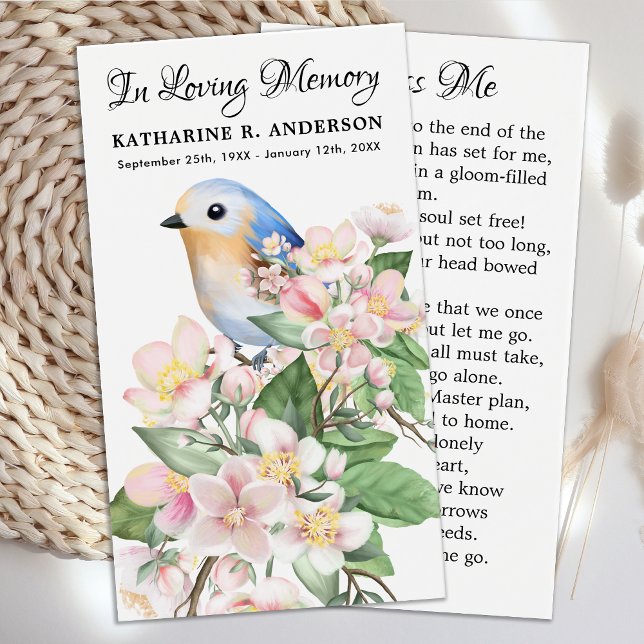 Memorial Bird Blommigt Dikt Funeral Prayer Card Visitkort (Skapare uppladdad)