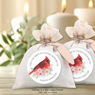 Memorial Bird Seed Watercolor Cardinal Favor Runt Klistermärke