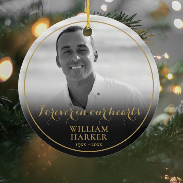 Memorial Black and White Photo jul Ceramic O Julgransprydnad Keramik (Skapare uppladdad)