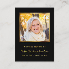 Memorial Black Funeral in memoriam Wake Card Visitkort