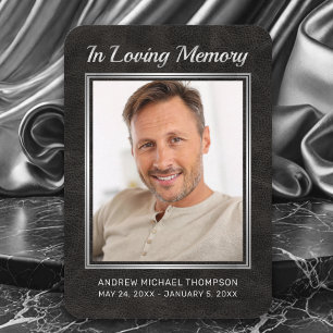 Memorial Black Leather Silver-fotopatal Visitkort