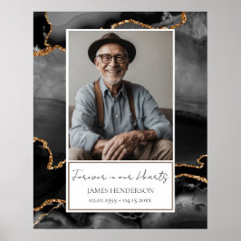 Memorial Black och Guld Marble Photo Poster