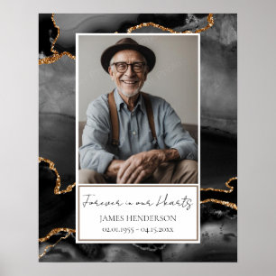 Memorial Black och Guld Marble Photo Poster