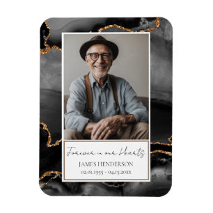 Memorial Black och Guld Photo Keepsak Magnet