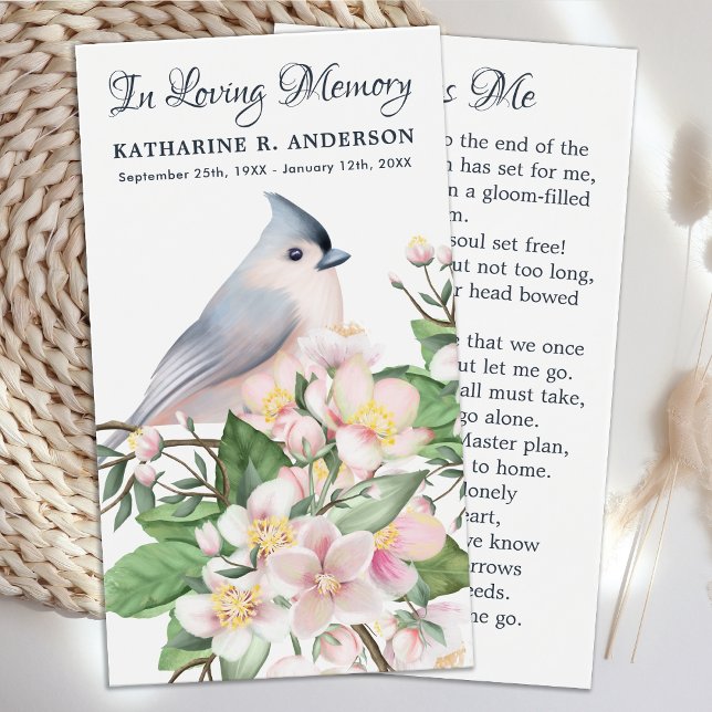 Memorial Blommigt Bird Dikt Funeral Prayer Card Visitkort (Skapare uppladdad)