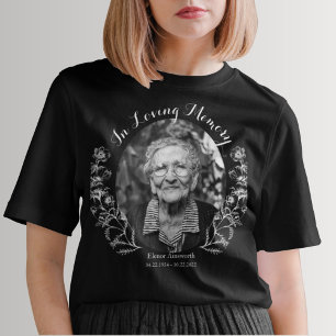 Memorial-Blommigt i Loving Memory Photo Black T Shirt