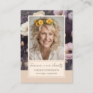 Memorial Blommigt Photo Funeral Keepsaké Business  Visitkort