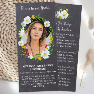 Memorial Blommigt Photo Funeral Prayer Bookmark-ko Meny