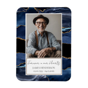 Memorial Blue och Guld Photo Keepsak Magnet