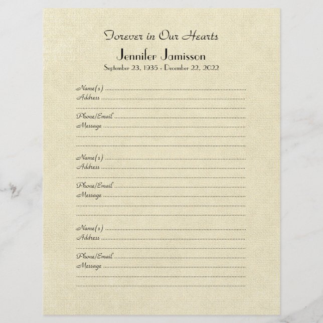 Memorial Bok Filler Page, Distress Cream (Framsida)