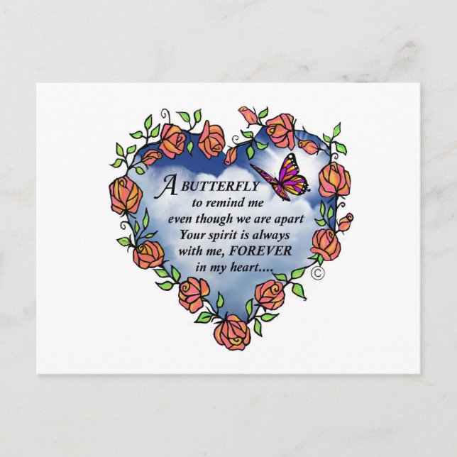 Memorial Butterfly Dikt Vykort (Framsida)