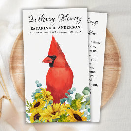 Memorial Cardinal Sunblommors Funeral Prayer Card Visitkort