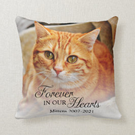 Memorial Cat Photo Forever i våra hjärtan Kudde
