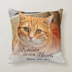 Memorial Cat Photo Forever i våra hjärtan Kudde